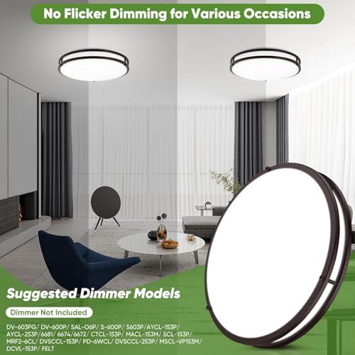 16in 50W LED Flush Mount Ceiling Lights 5600lm Super Bright (2 Count)