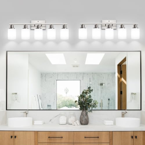 5 Light Vanity Light with Milky White Shades