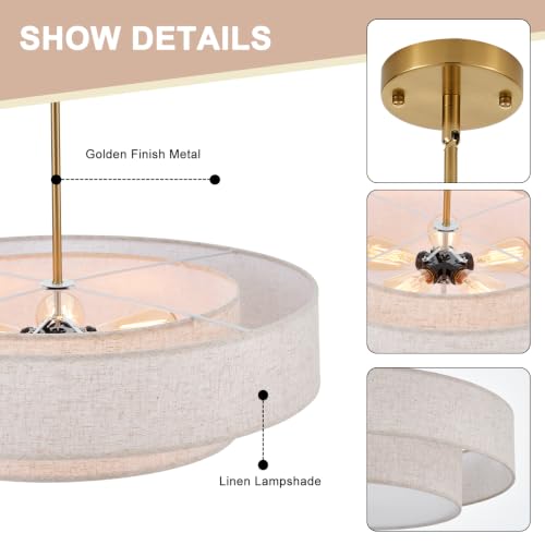 25.6" Large Drum Chandelier