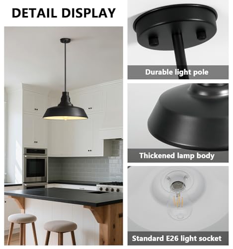 18" Large Black Farmhouse Pendant Light