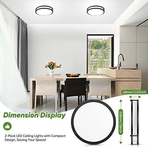 2 Pack 36W LED Ceiling Lights Black (2 Count)
