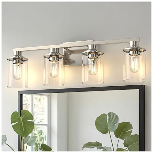 4 Light Nickel Bathroom Vanity Light Fixture ETL Listed (4 Count)