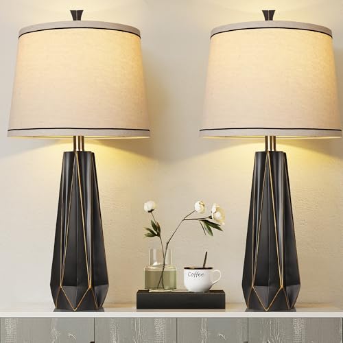 27" Black Gold Rim Resin Table Lamp (2 Count)