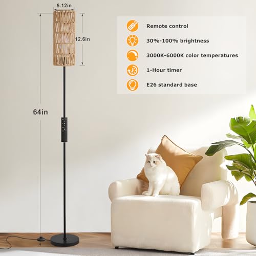 64'' Floor Lamps for Living Room with Remote Control and Stepless Dimmable Colors Temperature & Brightness