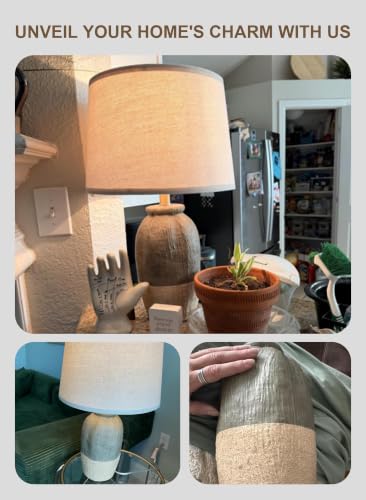 22.5" Green Ceramic Table Lamps for Bedroom