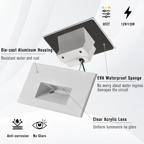 Step Lights Outdoor Indoor Stair Lights LED 120V Dimmable White (12 Count)