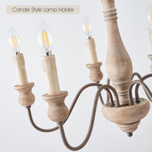 French Country Wood Chandelier for Dining Room