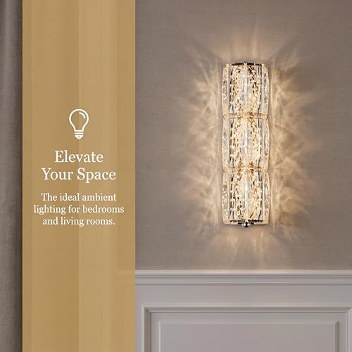 Crystal Wall Sconces 3"x12.6" Modern LED Chrome Wall Light