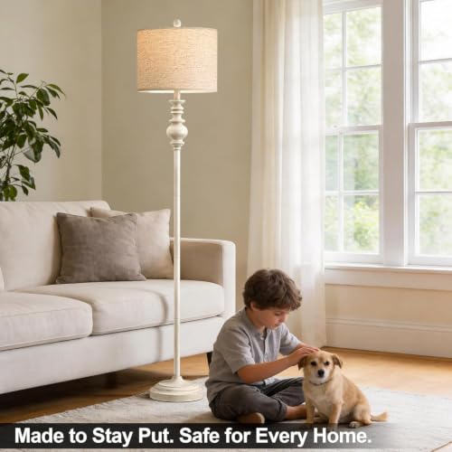 64.25" Farmhouse Floor Lamp for Living Room (Antique White)