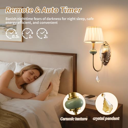 Wireless Battery Operated Antique Brass Wall Sconces Set of 2 (2 Count)