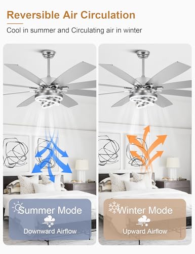 72" Large Modern Ceiling Fans with Lights and Remote Control