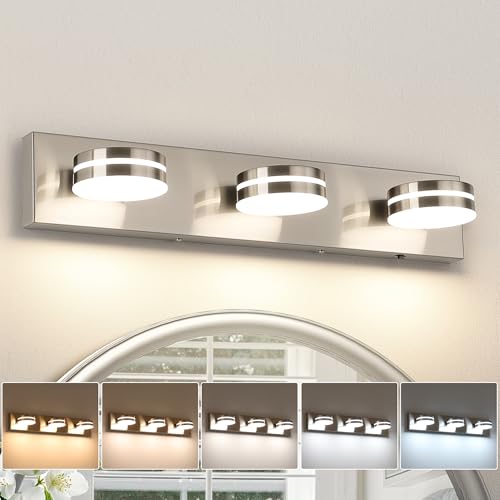 3 Light Bathroom Light Fixtures 23.62in Brushed Nickel Vanity Light