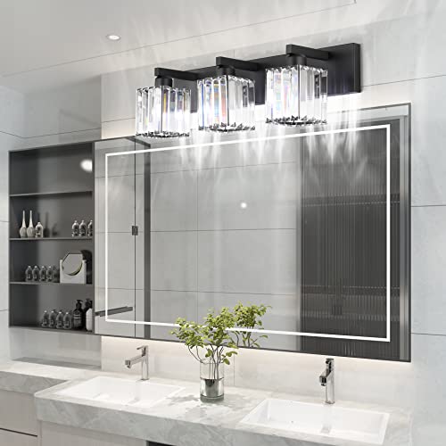 Black Vanity Light Bathroom Lighting Fixtures 3 Light Crystal Modern Bathroom Vanity Light