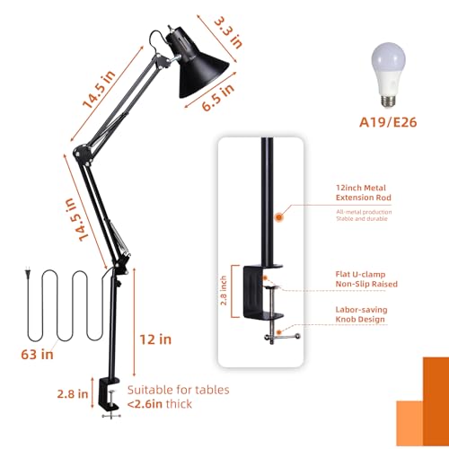 Black Desk Lamp with Clamp