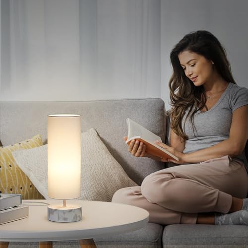 Touch Table Lamp with Marble Grain Metal Base