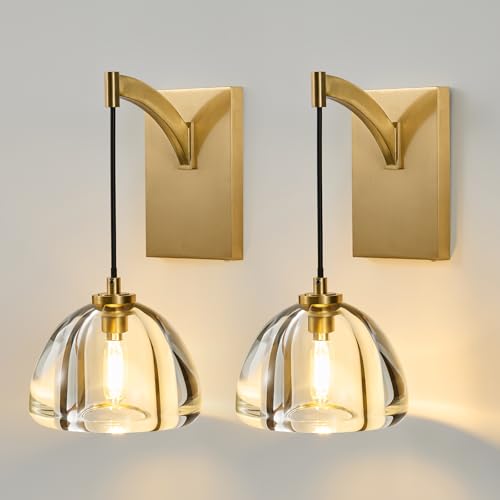 Crystal Brass Dome Wall Sconce (2 Count)