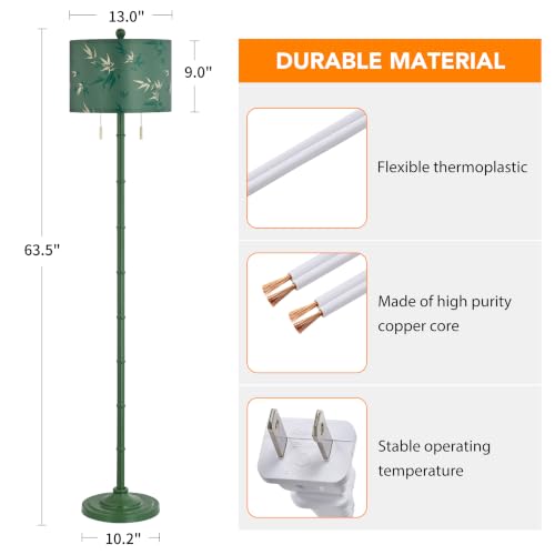 Upgraded 2 Light Mid Century Modern Green Floor Lamp for Living Room (Green)