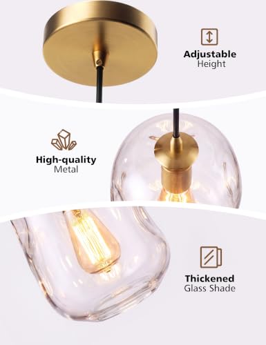 2 Pack Pendant Lights Kitchen Island (Gold+Clear 2 Pack)