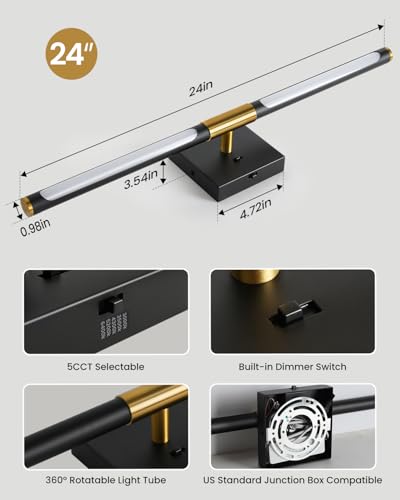 Black Gold Vanity Light for Bathroom