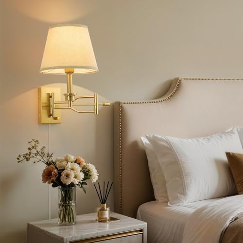 15" Gold Swing Arm Wall Sconce Adjustable Wall Lamp