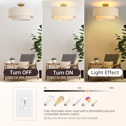19.7" Semi Flush Mount Ceiling Light
