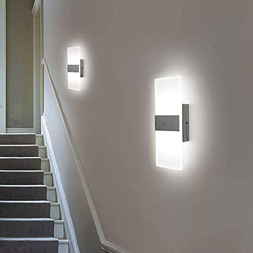Set of 2 12W Dimmable Modern LED Wall Sconce Cool White (2 Count)