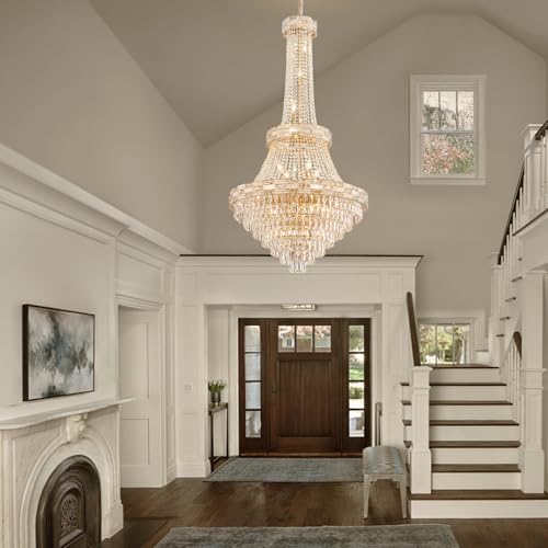 25 Light Gold Crystal Chandelier