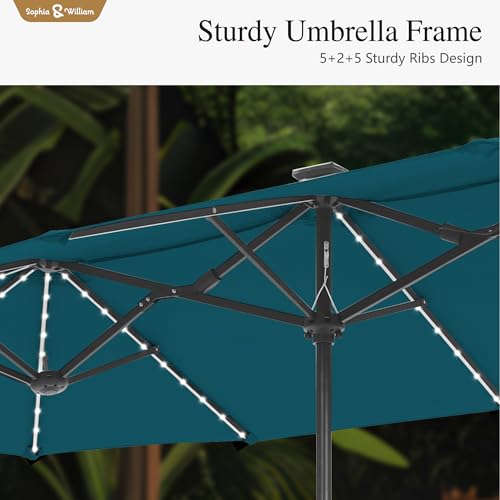 13ft Outdoor Patio Umbrella with Solar Lights