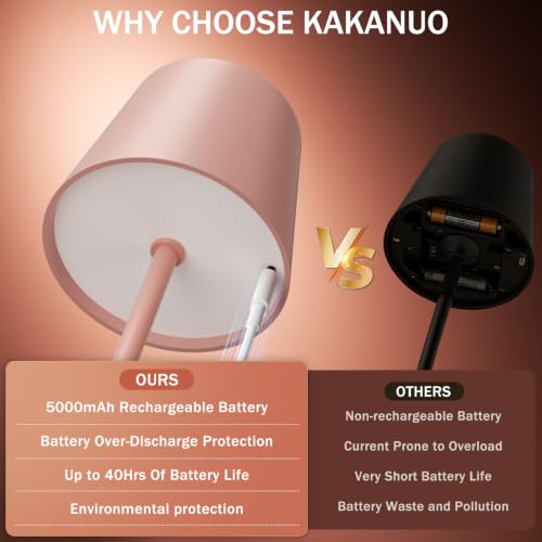 Pink Cordless Rechargeable Table Lamp (2 Count)