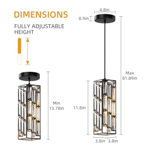 Modern 1 Light Crystal Pendant Light Kitchen Island (3 Count)