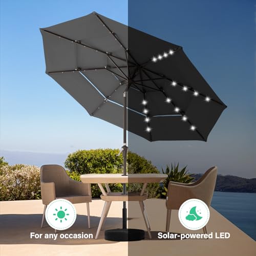 9 ft 3 Tier Outdoor LED Lighted Patio Umbrella w