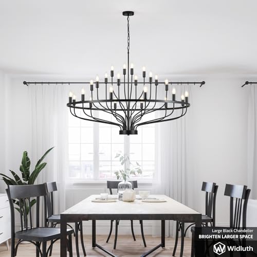 47.2" Large Black Chandelier Light Fixture