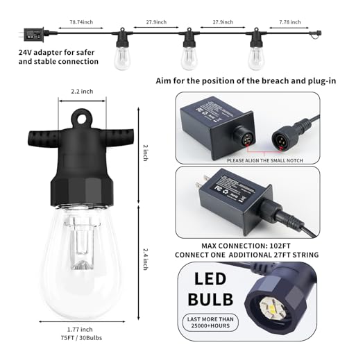 Outdoor String Lights 75FT (75 Foot)