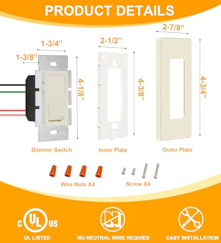 in Wall Dimmer Switch for LED Light (2 Count)