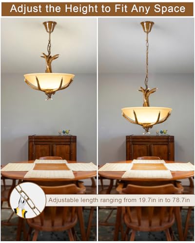 Rustic Resin Deer Chandelier with 3