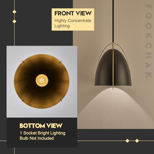 Black Dome Pendant Light 10in Kitchen Island Pendant Lighting Modern Black & Gold Ceiling Pendant Light Fixture for Kitchen Sink Dining Room