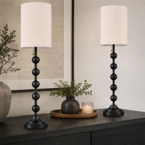 30" Tall Black Buffet Lamps Set of 2 for Living Room