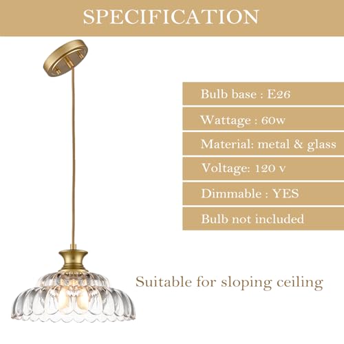 Vintage Gold Clear Glass Pendant Lights Kitchen Island
