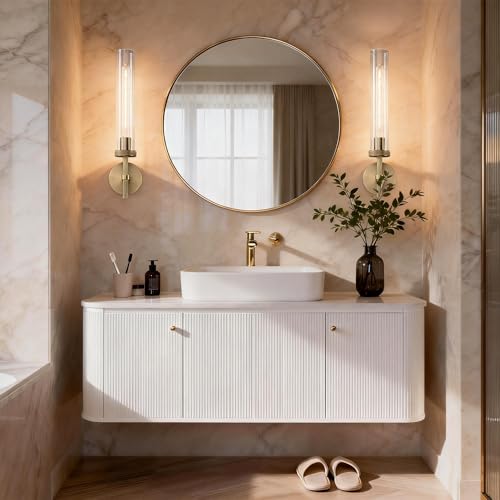 Bathroom Sconces Set of 2 Hardwired Brass Modern Wall Sconces