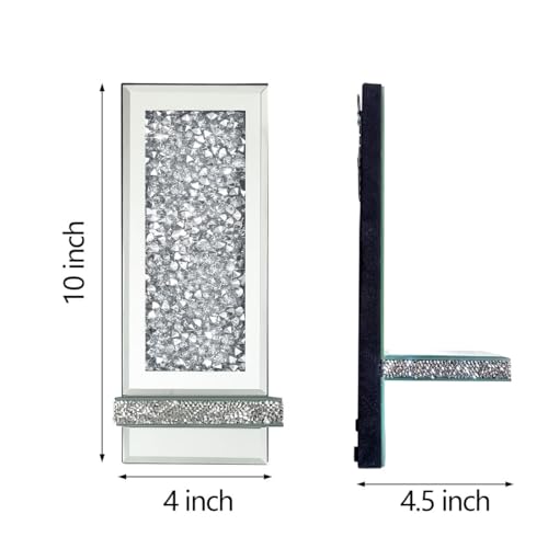 Mirrored Candle Sconces with Acrylic Diamond (2 Count)