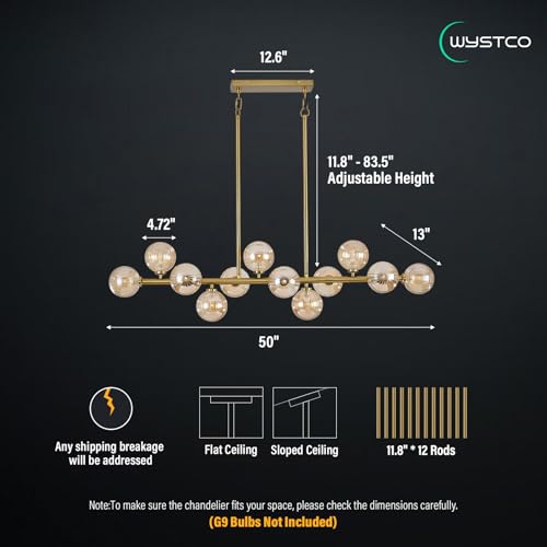 50" Large Glass Globe Sputnik Chandelier
