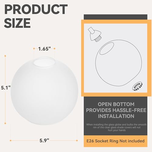 3 Pack White Frost Glass Shade Replacements (3 Count)