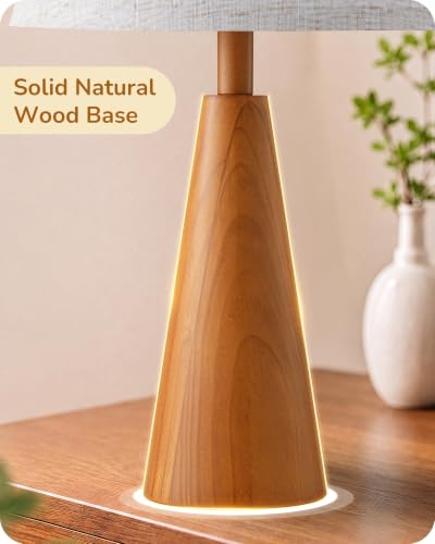 Modern Table Lamp with Tapered Rosewood Wood Base & E26 Socket
