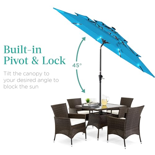 10ft 3 Tier Solar Patio Umbrella