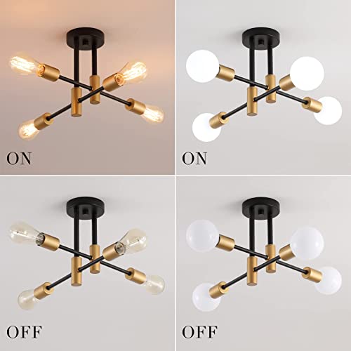 Black and Gold Modern Sputnik Chandelier Ceiling Light Fixtures