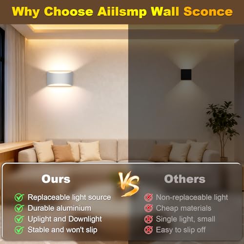 Modern LED Wall Sconce Hardwired Indoor Wall Lights Up and Down