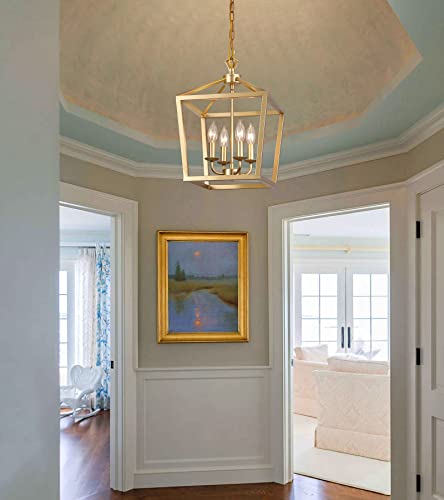 Gold Lantern Chandelier Hanging Pendant Light Fixture 4