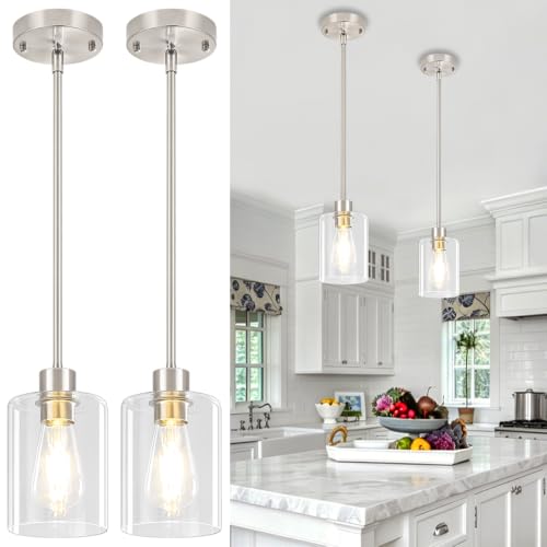 Brushed Nickel Pendant Lights Kitchen Island Modern Hanging Light Fixtures