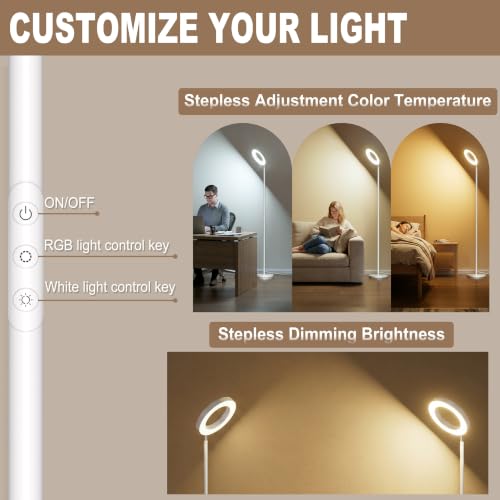 Smart RGB LED Floor Lamp with Remote (White-Single Sided)