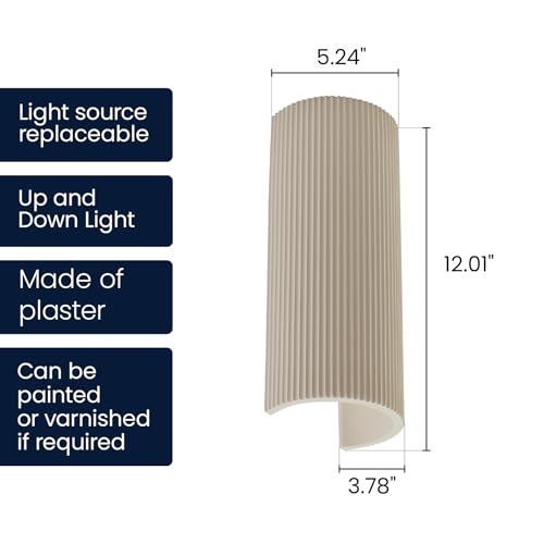 12" Modern Ribbed Plaster Wall Sconce